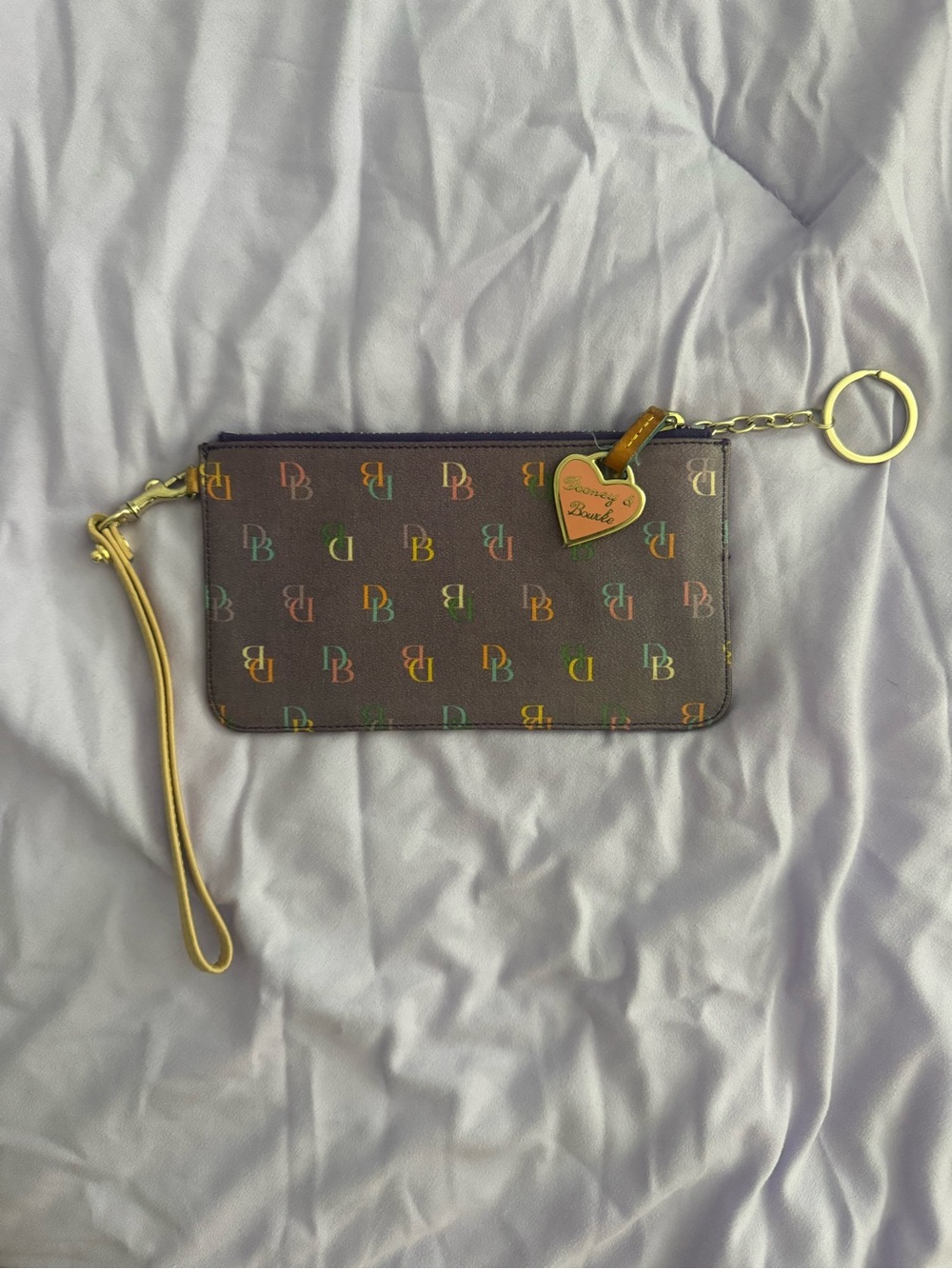 Dooney & Bourke Purple Vintage Authentic Wristlet with Multicolor DB Monogram